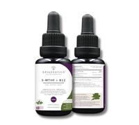 5-MTHF + B12 30ml Methylfolate & Methyl - Folate & Vitamin B12 Supplement | High Strength Folic Acid B9 1000mcg + 500mcg Vitamin B12 Methylcobalamin Liquid Drops - Vegan Friendly - Made In The UK