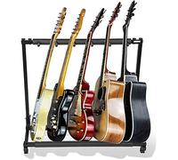 5 Multi Guitar Stand and Rack Floor Standing Display With Soft Rubber Cover for Bass, Multiple Acoustic Instruments - 33.8x18.5x28.7in