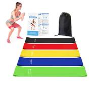 5 Muticolor Resistance Bands Set - Natural Latex Exercise Loops for Yoga, Pilates & Strength Training with Bag & Guide