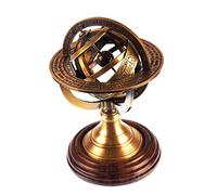 5" Nautical Brass Armillary Sphere World Globe Rosewood Base Table Decor Gift