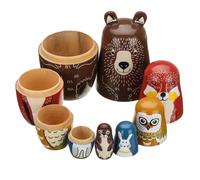 5 Nesting Dolls Wooden Aniimal Bear Russian Doll Matryoshka Toy Decor Kid Gift