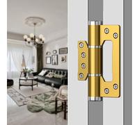 5 "Non-Mortise Door Hinges, Automatic Closing Door Hinge, Spring Hinge, Hydraulic Buffer, 175° one-Way Internal Opening, Space Aluminum Alloy, Adjustable Closing Speed and Force (2, Golden)