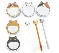 5 Note Papers, 3 Pens, Cute Style, Creative Self-Adhesive Cardboard, Office Records, Item Markers, Writing Props, School Supplies, Student Gifts.