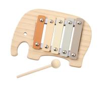 5 Note Xylophone Musical Toy, Perception Percussion Instrument Wood 5 Tones Multicolor with Elephant Designs for Kids Educational Music Toy