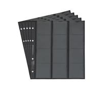 5 numismatic Prophila coin sheets with black card interleaves, 12 pockets up to 44 mm diameter