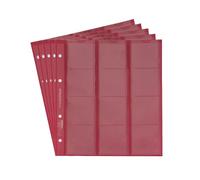 5 numismatic Prophila coin sheets with red card interleaves, 12 pockets up to 44 mm diameter