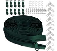 #5 Nylon Zipper Tape for Sewing: YZSFIRM 10 Yards Army Green by The Yard Nylon Coil Zippers for DIY Sewing Craft with 10 Bulk Metal Zipper Slider and 10 Double Slider