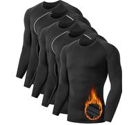 5 or 4 Pack Men's Thermal Compression Shirt Fleece Lined Long Sleeve Athletic Base Layer Cold Weather Gear Workout Top