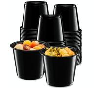 5 oz - 200 Cups Black Diposable Plastic Portion Cups No Lids, Small Mini Containers For Portion Controll, Jello Shots, Meal Prep, Sauce Cups, Slime, Condiments, Medicine,Dressings, Disposable