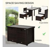 5 P? Rattan Set-Brown/Creamy White