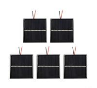 5 Pack 0.45W 3V Solar Panel for Outdoor Use, Polysilicon Photovoltaic Cell with Wire 54x54mm, Waterproof and Weather Resistant for