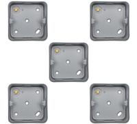5 Pack 1 Gang 40mm Surface Mount Metal CLAD Back Box Switch Socket Rounded Earth - Heavy Duty Strong Wall Plate Holder