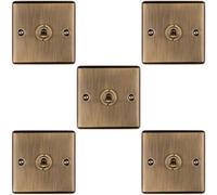 5 PACK 1 Gang Single Retro Toggle Light Switch ANTIQUE BRASS 10A 2 Way Plate