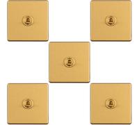 5 PACK 1 Gang Single Retro Toggle Light Switch SCREWLESS SATIN BRASS 10A 2 Way