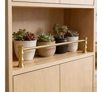 5 Pack 10" Brass Shelf RodsMetal Display Rails for Kitchen Cabinets Gallery Tipping Railing Round Tube Guardrails for Home Decor & Storage Solutions