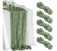 5 Pack 10 Ft Sage Green Cheesecloth Table Runner Boho Table Runner Rustic Sheer Table Decor Romantic Wedding Runner Gauze Table Runner for Baby Shower Bridal Shower Birthday Party Table Decor