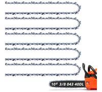 5 Pack 10 Inch Chainsaw Chain R40 .043'' Gauge 3/8" LP Pitch 40 Drive Links, 10-inch Replacement Chains Fits for Ryobi, Worx, Echo and More