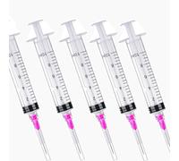 5 Pack 10ml 18 Gauge - Luer Lock 1ml 2.5ml 3ml 5ml 10ml 20ml with 25Ga, 23Ga, 22Ga, 21Ga, 18Ga Lab Consumables(Individually Sealed Wrapped)