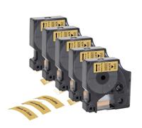 5 Pack 12mm Label Tape 45013 45010 45018 45024 Compatible with LabelManager 160 280 COLORPOP Label Maker(5PK Black on Gold)