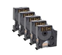 5 Pack 12mm Label Tape 45013 45010 45018 45024 Compatible with LabelManager 160 280 COLORPOP Label Maker(5PK Gold on Black)