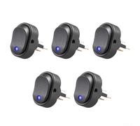 5-Pack 12V 30A LED Rocker Switch With 3-Pin For Toggle For Cars, Motorcycles, Boats, 2 Pole ON/OFF Control With LED Indicator Light(Blue)