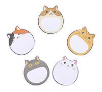 5 Pack 150 Sheets Cat Theme Sticky Notes, Cute Sticky Notes Cute Stationary Kawaii Sticky Note Self-Stick Cartoon Sticky Note Pads for Cat Lovers Office, School and Creative Gifts