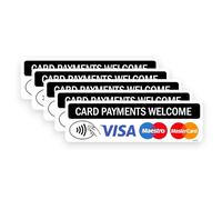 5 Pack - 15cm X 4.5cm Card PAYMENTS Welcome CONTACTLESS Self Adhesive Stickers - Business, Shop, Credit Debit Card, Visa, Maestro SG051