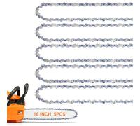 5 Pack 16 Inch Chainsaw Chain, 56 Drive Links .050"Gauge 3/8" Pitch, Compatible with Craftsman 16 Inch Chainsaw Chain, Replacement Chain Saw Chains 16 Inch for Echo, Poulan, Greenworks and More