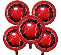 5 Pack 18 Inch Red Lightning Portal Foil Balloons - Dark Energy Round Balloons for Halloween, Sci-Fi, Gaming, Mystery Romantic Party Decorations