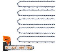 5 Pack 20 Inch Chainsaw Chain .325" Pitch .050" Gauge 78 Drive Links, Replacement Chains Fits Echo CS-490, CS-440, CS-450P, 20BPX78CQ, Craftsman S205, CMXGSAMY462S, Oregon and More