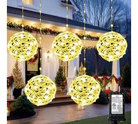 5 Pack 200Led Christmas Ball Lights for Tree Outdoor, 8 Modes 7.87in Globe String Lights Waterproof, Sphere Fairy Lights Outside for Window House Garden Yard Porch Indoor Decorations, Warm White