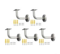 5 Pack 201 Stainless Steel Staircase Handrail Brackets, 60X80mm Wall Mounted Bannister Support With Screws, Silver(B)