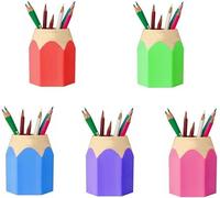 5 Pack 2025 New Lovely Pencil Tip Design Pencil Pot, Plastic Pen Holder for Office Accessories Organizer Pen Mug
