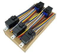 5 PACK 24 V DC 40/30 AMP Waterproof Relay and Harness - Heavy Duty 12 AWG Wiring Harness - 5-PIN SPDT Bosch Style Automotive Relay