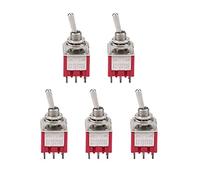 5Pcs Toggle Switch, 2A / 250V AC 5A / 120V AC ON-ON 2-Position Toggle Switch 3PDT 9 Pin ButtonHead Diameter 6mm