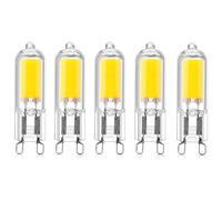 5-pack 2W G9 Capsule Base COB LED Bulbs 220V 200 Lumen 10W-20W Halogen Bulb Equivalent to Chandelier Table Lamp Wall Lamp Warm White 3000K_Surprise G