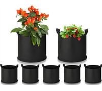 5-Pack 3 Gallon Felt Grow Bags With Handles - Durable, Breathable Planter Pots For Garden, Patio, Veg & Herbs