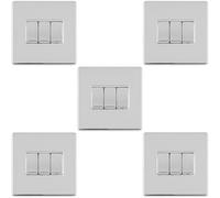 5 PACK 3 Gang Triple Light Switch SCREWLESS POLISHED CHROME 2 Way 10A Rocker