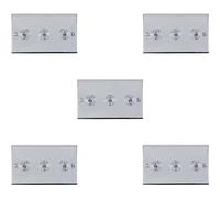 5 PACK 3 Gang Triple Retro Toggle Light Switch POLISHED CHROME 10A 2 Way Plate