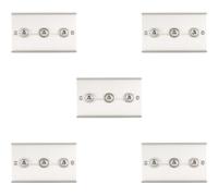 5 PACK 3 Gang Triple Retro Toggle Light Switch SATIN STEEL 10A 2 Way Wall Plate
