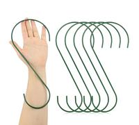 5 Pack 30cm Large S Hooks - Heavy Duty Steel Metal With Non Slip Vinyl Black Rubber Coating for Closet, Bird Feeder, Planter Hanger, Tree Mount - Rustproof (Green)