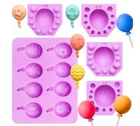 5 Pack 3D Balloon Silicone Molds, Lollipop Chocolate Mold