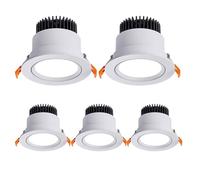 5 Pack 3W 5W 7W 12W LED Recessed Lighting Adjustable 3000K 6000K Downlights White Aluminum Ceiling Lights High CRI 80 Perfect for Living Room & Home Lighting