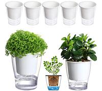 5-Pack 4.3 Inches Clear Self-watering Pots Small African Violet Planters Plastic Plant Pots Wicking Flower Pots for Indoor Plants, Herbs, African Violet, Ocean Spider Plant, Orchid Pot, Garden Pots