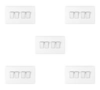 5 PACK 4 Gang Quad Light Switch SCREWLESS MATT WHITE 2 Way 10A Slim Rocker
