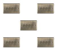 5 PACK 4 Gang Quad Retro Toggle Light Switch ANTIQUE BRASS 10A 2 Way Plate