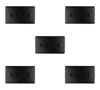 5 PACK 4 Gang Quad Retro Toggle Light Switch MATT BLACK 10A 2 Way Plate