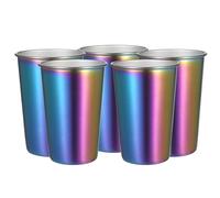 5 Pack 500ML Rainbow Stainless Steel Cup Bar Party Coffee Mug Colored Metal Tumblers Wide Mouth Cups Cold and Heat Mug Unbreakable for Indoor Outdoor Use