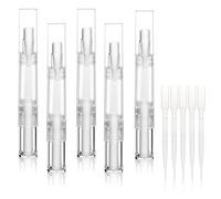 5 pack 5ml Transparent Twist Pen for Cuticle Oil Applicator, Empty Nail Oil Pen with Brush Tip, Eyelash Growth Liquid Tube, Cosmetic Lip Gloss Container (5x)