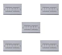 5 PACK 6 Gang Metal Multi Light Switch POLISHED CHROME 2 Way 10A GREY Trim
